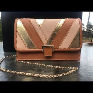Gold and Brown Crossbody Purse